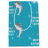 かわいいサメin海子供の誕生日パーティー ミディアムペーパーバッグ (正面)