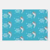 かわいいサメin海子供の誕生日パーティー ラッピングペーパーシート (正面)