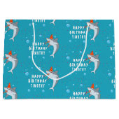 かわいいサメin海子供の誕生日パーティー ラージペーパーバッグ (正面)