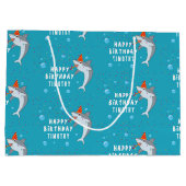 かわいいサメin海子供の誕生日パーティー ラージペーパーバッグ (裏面)