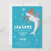 かわいいサメin海子供の誕生日パーティー 招待状 (正面)