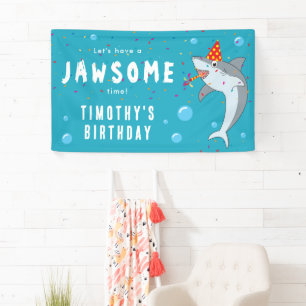 かわいいサメin海子供の誕生日パーティー 横断幕