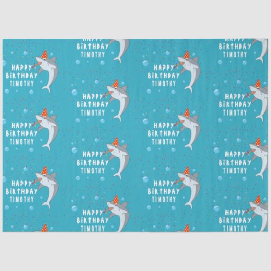 かわいいサメin海子供の誕生日パーティー 薄葉紙 (正面)