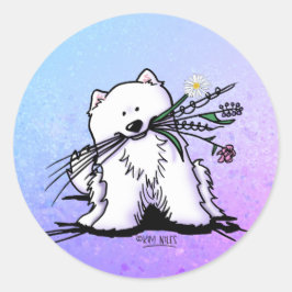 かわいいサモエイKiniArt ラウンドシール