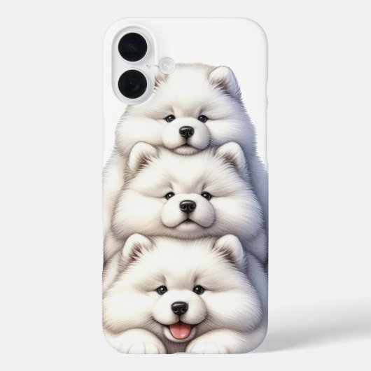 かわいいサモエドの子犬の積み重ね Case-Mate iPhoneケース (裏面)