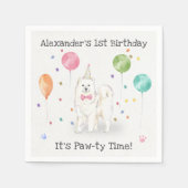 かわいいサモエードドッグ誕生日パーティー スタンダードカクテルナプキン (正面)