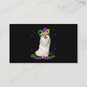 かわいいサモエード着用カーニバルマスクマルディグラスドッグス 名刺 (裏面)