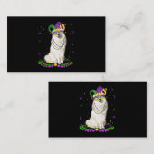 かわいいサモエード着用カーニバルマスクマルディグラスドッグス 名刺 (正面/裏面)