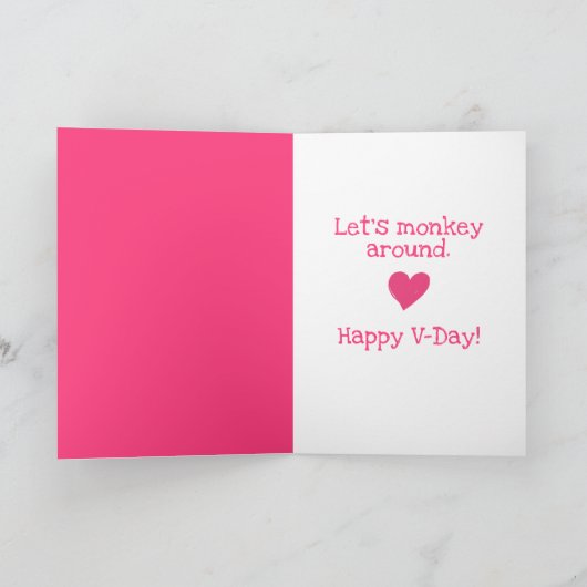 かわいいサルがバレンタインデーに「ハートをつけて」 シーズンカード (内部)