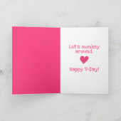 かわいいサルがバレンタインデーに「ハートを付けて」 シーズンカード (内部)