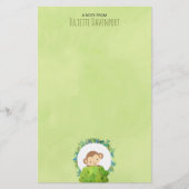 かわいいサルが茂みの背後から覗き込む|こんにちは 便箋 (正面)