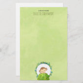 かわいいサルが茂みの背後から覗き込む|こんにちは 便箋 (正面/裏面)