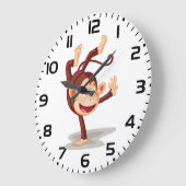 かわいいサルが逆立ちしているキュートな動物 ラージ壁時計 (傾斜)