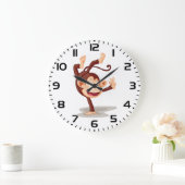 かわいいサルが逆立ちしているキュートな動物 ラージ壁時計 (ホーム)