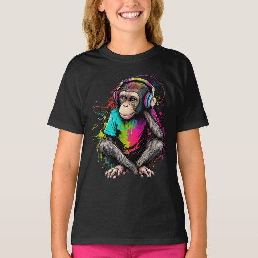 かわいいサルが音楽に夢中, 音楽に執着するサル Tシャツ (正面)