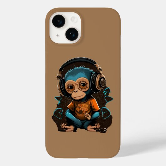 かわいいサルが音楽を聴く、音楽に没頭するサル Case-Mate iPhoneケース (裏面)