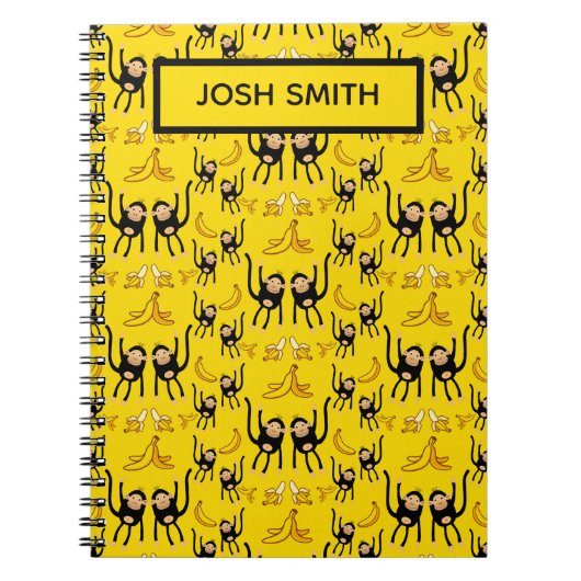 かわいいサルとバナナのプリント ノートブック (正面)