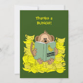 かわいいサルとバナナ料理本ありがとう サンキューカード (正面)