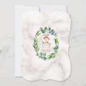 かわいいサルとユーカリの花輪のベビーシャワー 招待状 (裏面)