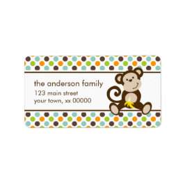 かわいいサルと水玉模様 ラベル
