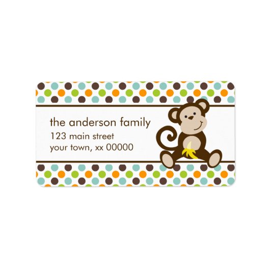 かわいいサルと水玉模様 ラベル (正面)