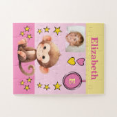 かわいいサルの写真名ピンク黄色の子供 ジグソーパズル (横)