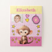 かわいいサルの写真名ピンク黄色の子供 ジグソーパズル (縦)