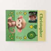 かわいいサルの写真名緑の黄色の子供 ジグソーパズル (横)