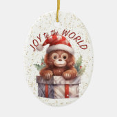 . .かわいいサルの喜びを世の孫に セラミックオーナメント (正面)