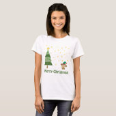 かわいいサルの夜のクリスマスシーン Tシャツ (正面フル)