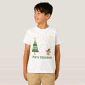 かわいいサルの夜のクリスマスシーン Tシャツ (正面フル)
