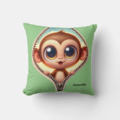 かわいいサルの子供のカスタマイズ可能な名前 クッション (正面)