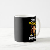 かわいいサルの恋人にサルを愛す少女 コーヒーマグカップ (正面右)