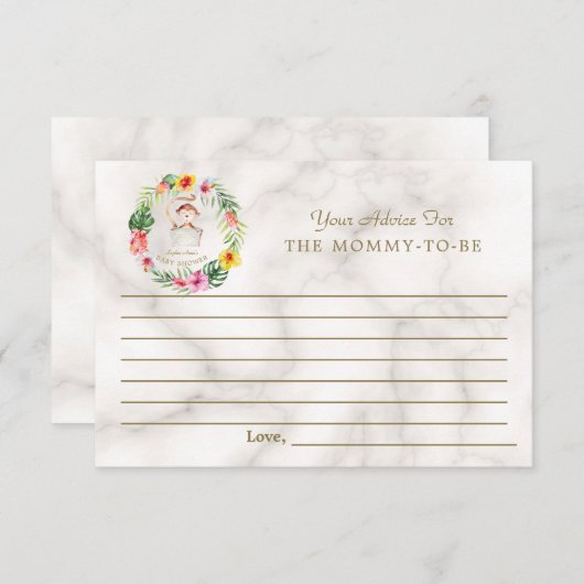 かわいいサルの熱帯フローラ赤ちゃんシャワーの親 アドバイスカード (正面/裏面)