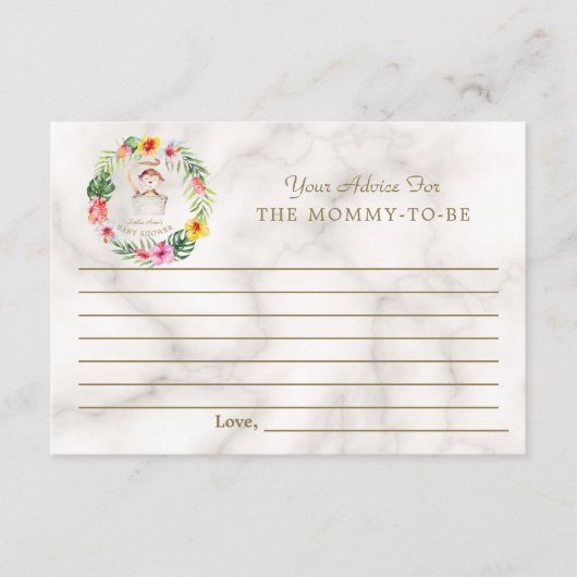 かわいいサルの熱帯フローラ赤ちゃんシャワーの親 アドバイスカード (正面)