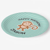 かわいいサルの誕生日パーティー動物 ペーパープレート (アングル)