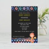 かわいいサルの赤ちゃんシャワー黒背景 招待状 (スタンド正面)