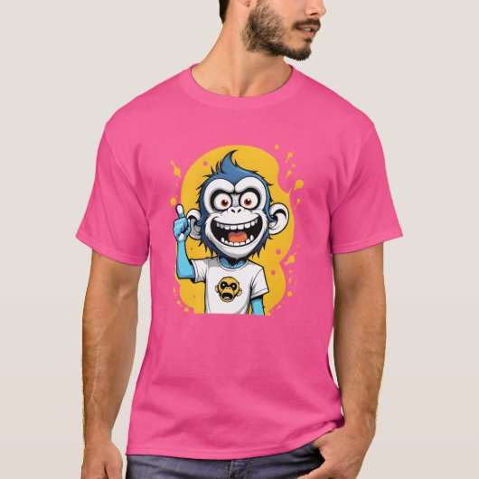 かわいいサルイラスト動物キャラクター Tシャツ (正面)