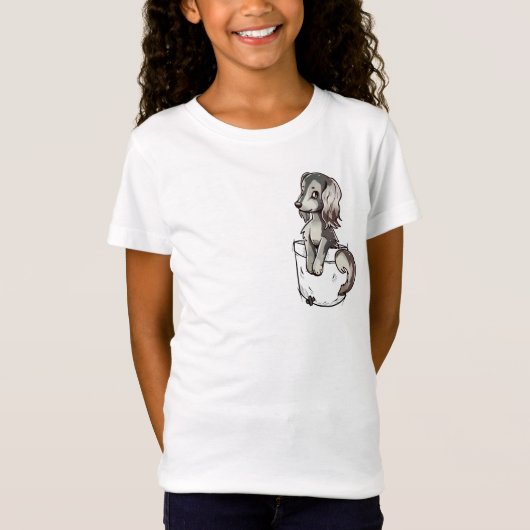 かわいいサルキの子犬をポケットに入れる Tシャツ (正面)