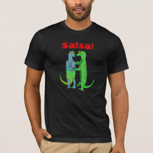 かわいいサルサのラテン系の踊りの漫画のトカゲのTeのワイシャツ Tシャツ