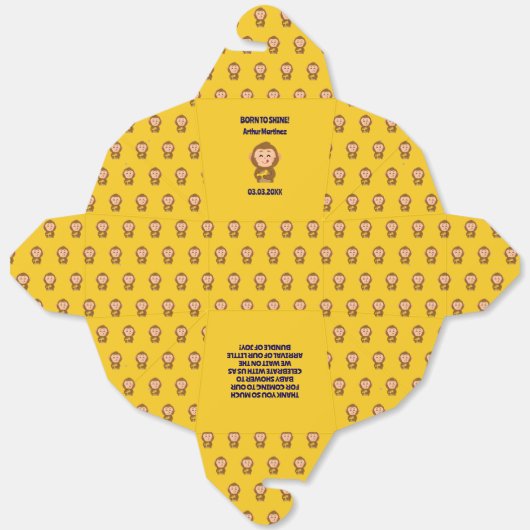 かわいいサルテーマ男の子ベイビーシャワー フェイバーボックス (見開き)