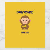 かわいいサルテーマ男の子ベイビーシャワー ワインラベル (シングルラベル)