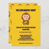 かわいいサルテーマ男の子ベイビーシャワー 招待状 (正面/裏面)