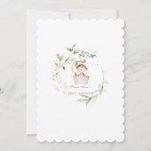 かわいいサルフローラ緑の金ゴールド赤ちゃんシャワー 招待状 (裏面)