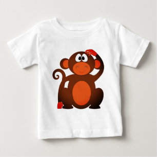 かわいいサルベビーTシャツ ベビーTシャツ