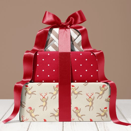 かわいいサルホリデークリスマス ラッピングペーパーシート