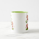 かわいいサル三匹と緑のモノグラムマグ ツートーンマグカップ (中央)