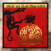 かわいいサル中国正月干支SqWC ウィンドウサイン (シート2)