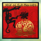 かわいいサル中国正月干支SqWC ウィンドウサイン (シート3)