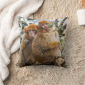 かわいいサル二匹 クッション (ブランケット)